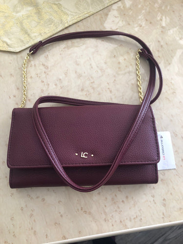 Liz Claiborne Dark Wine/ Burgandy Crossbody Strap Purse Wallet Credit Card Holder